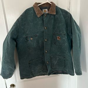 Vintage Carhartt Men’s Blanket Lined Chore Barn Coat Duck Canvas Blue